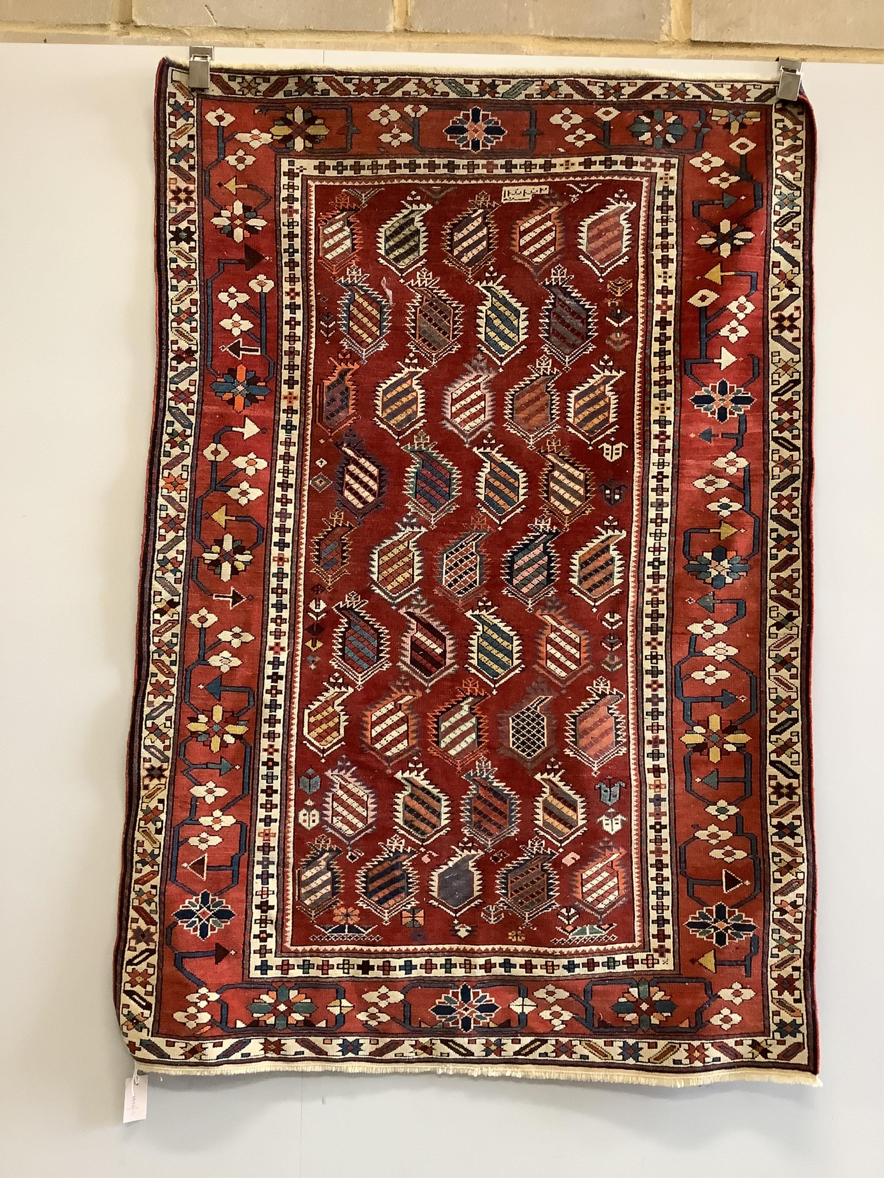 A Shirvan red ground rug, 156 x 107cm. Condition - good
